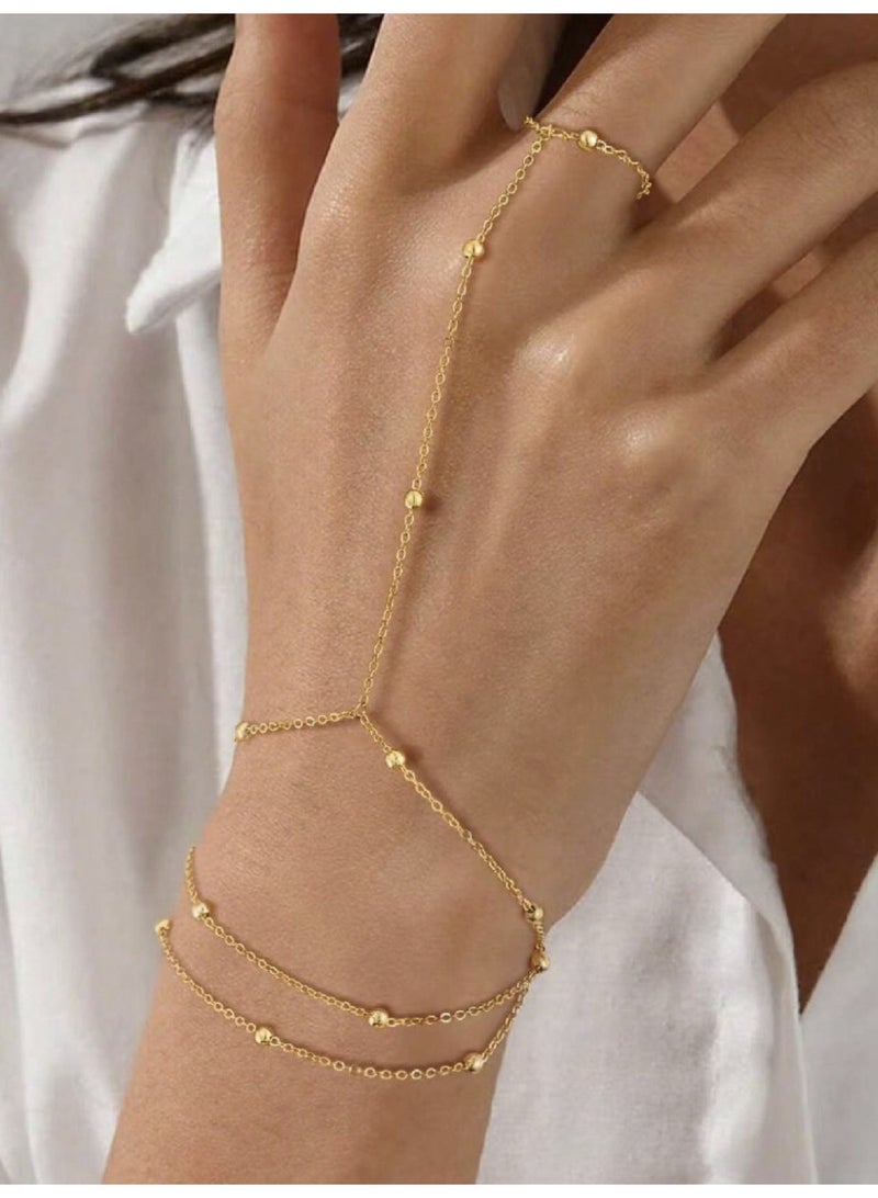 ڤيا ✨ سوار أصابع نسائي أنيق بتصميم رابط مع خرز لؤلؤ الأرز – قطعة واحدة - Image 4